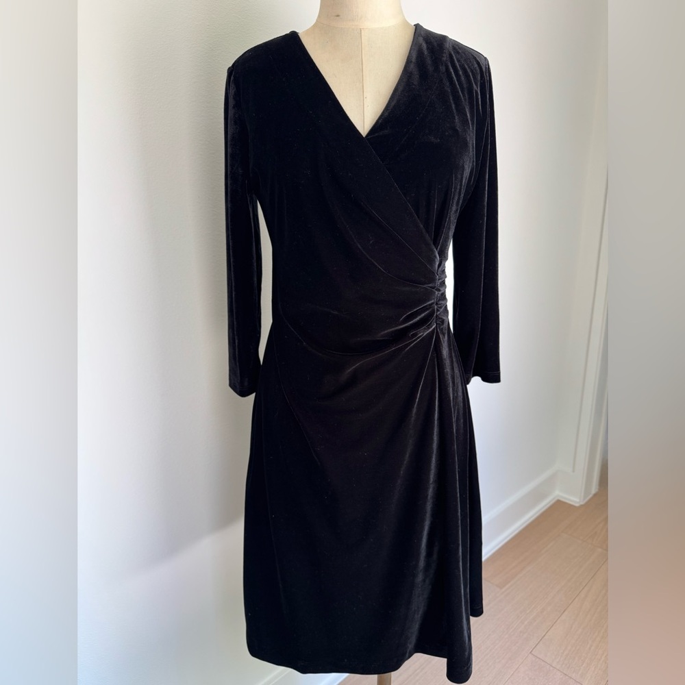 NWT Soft Surroundings Velour Faux Wrap Dress- Lined- Size Small